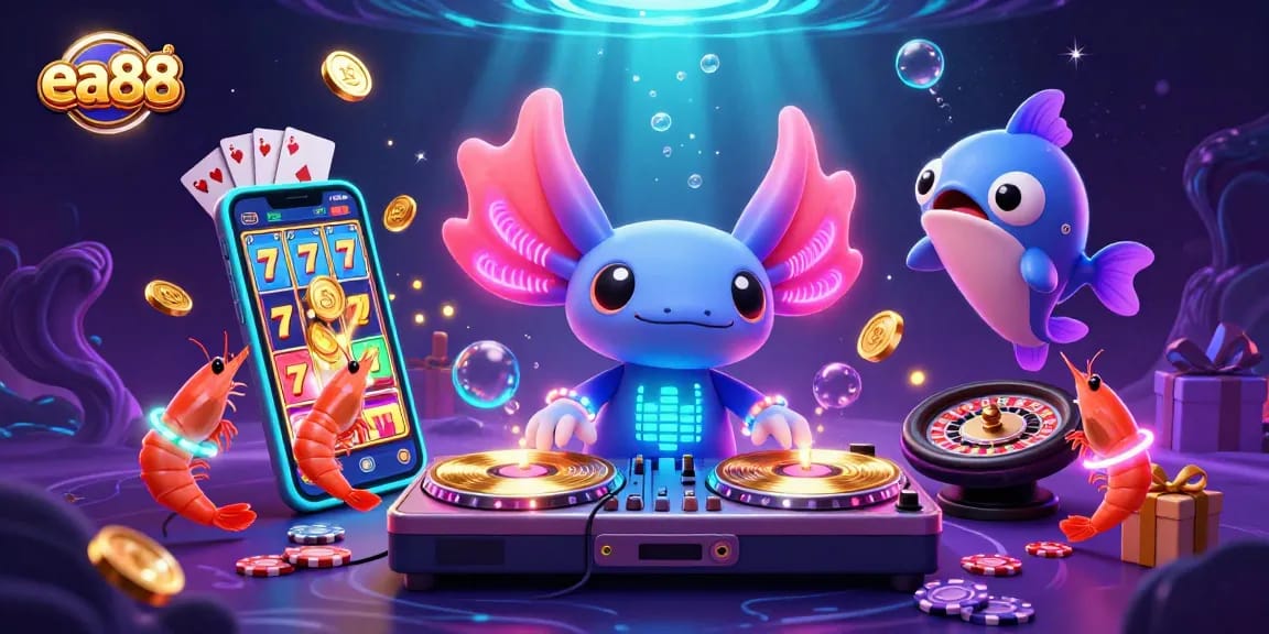Experience the excitement of ea88 with vibrant casino-themed elements in a dynamic underwater scene.