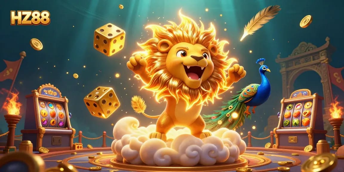 Bet on HZ88 with a vibrant 3D casino illustration showcasing dynamic gaming elements.