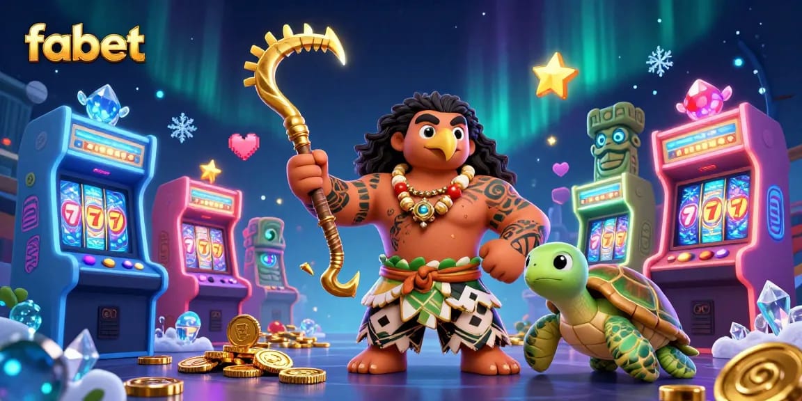 Experience gambling thrills with fabet's colorful 3D casino illustration featuring playful characters.