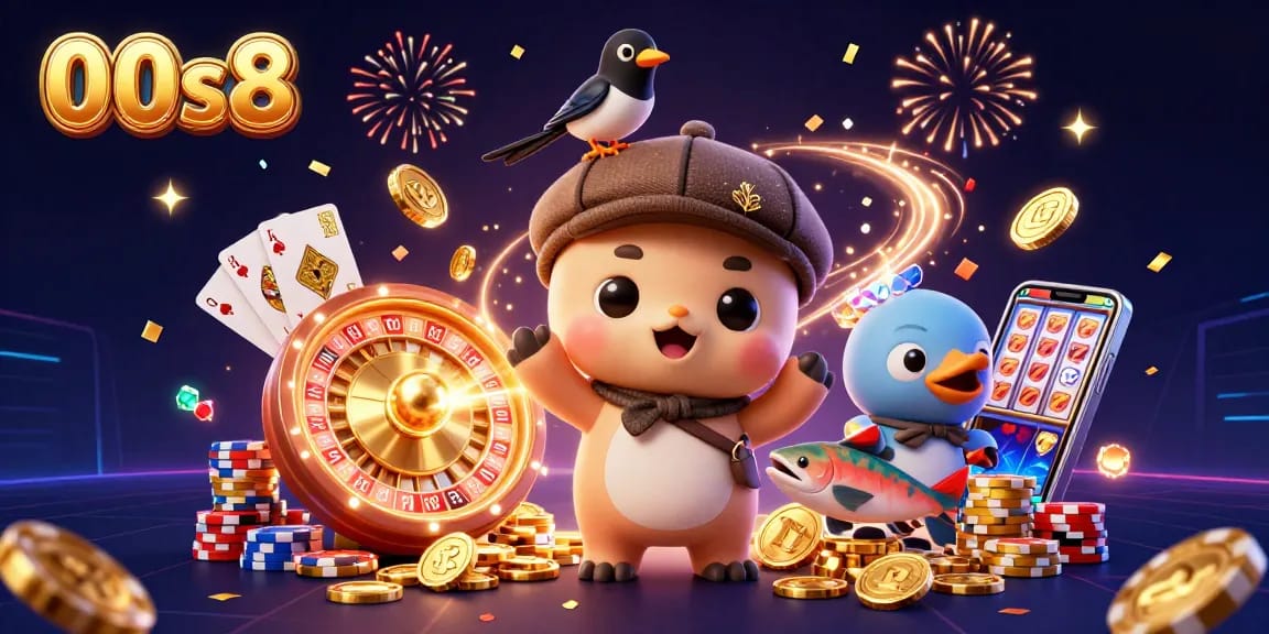 Experience thrilling gameplay at 00s8 with vibrant casino elements and charming characters.