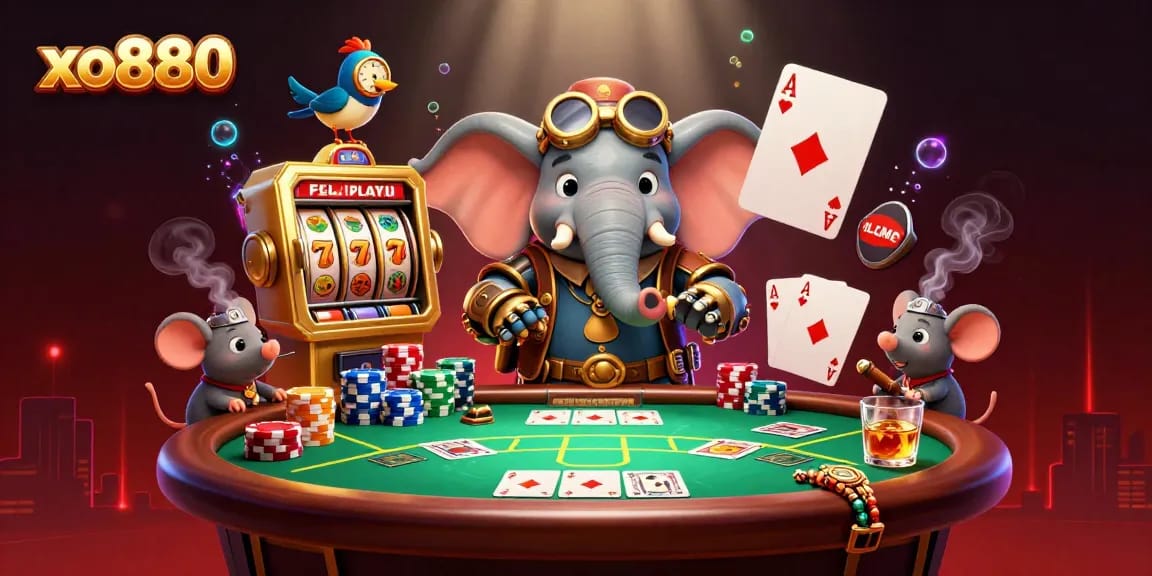 Spin the reels of xo880's golden slot machine with vibrant casino elements.