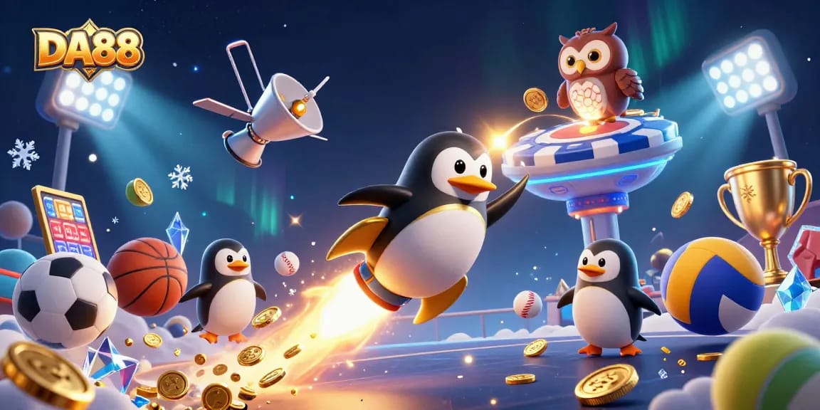 Experience thrilling wins with DA88 in a vibrant casino-themed space adventure.