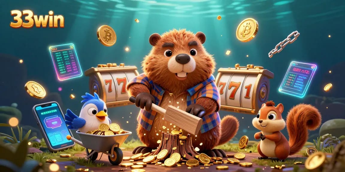 Experience top-tier gaming at 33win with thrilling slot reels, golden coins, and an engaging environment.