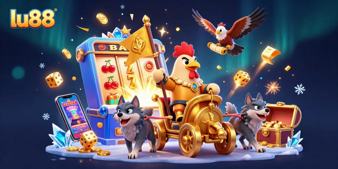 lu88 engages players with a vibrant slot machine and dynamic gaming scene bursting with excitement