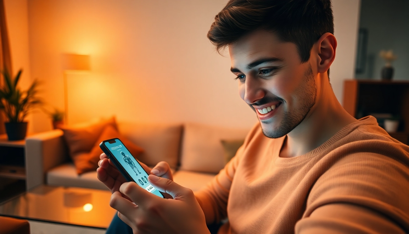 Sexting AI chatbot interaction in a cozy living room setting, showcasing playful engagement.