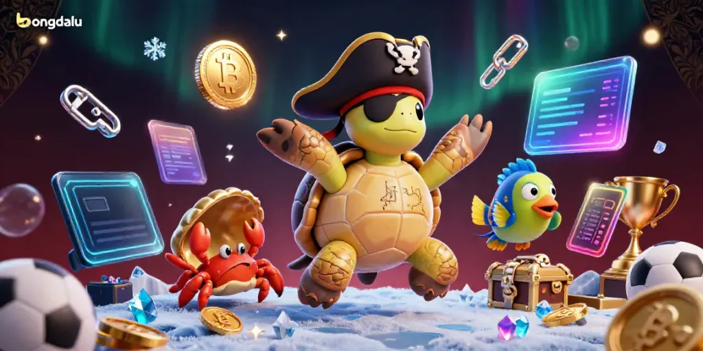 Bongdalu platform showcases dynamic sports betting illustrated with a pirate turtle and vibrant characters.