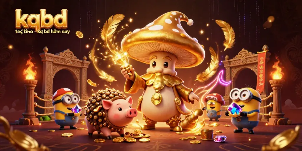 Experience the magic of kqbd trực tuyến - kq bd hôm nay with an enchanting golden mushroom wizard and treasure-finding companions.