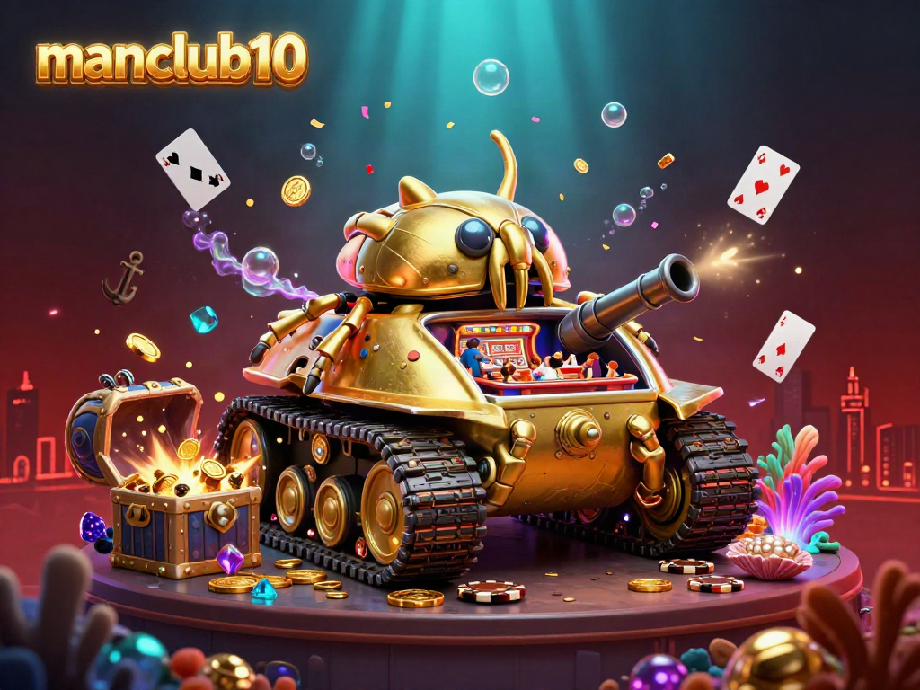 Experience thrilling gameplay with manclub10's captivating casino scene featuring a unique golden beetle tank.