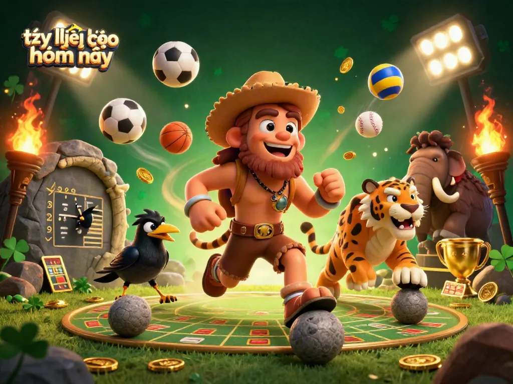 Betting on tỷ lệ kèo nhà cái hôm nay inside a dynamic sports-themed casino scene.