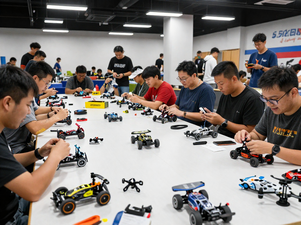 rokok88 slot enthusiasts testing precision remote-controlled vehicles in an exciting community gathering