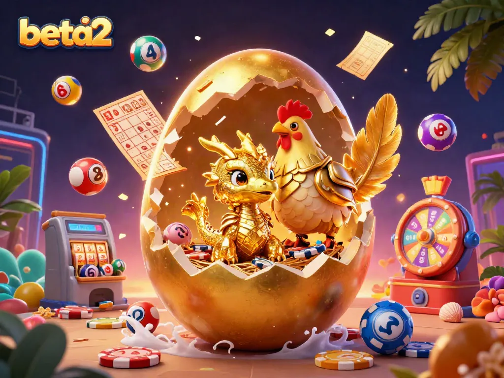 Experience the excitement of beta2 as a golden baby dragon enchants players amid colorful lottery elements.