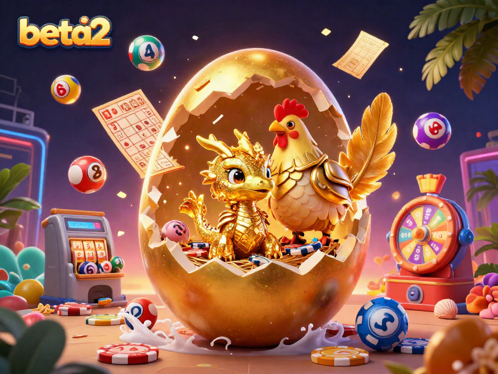 Experience the excitement of beta2 as a golden baby dragon enchants players amid colorful lottery elements.