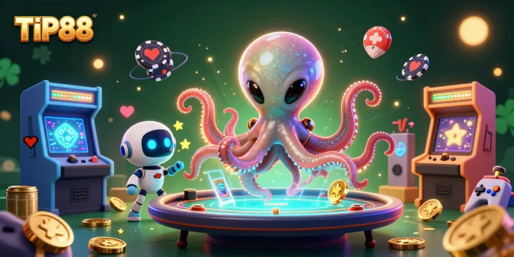 Experience thrilling gameplay at TIP88 featuring a vibrant 3D casino scene with alien characters and dynamic elements.