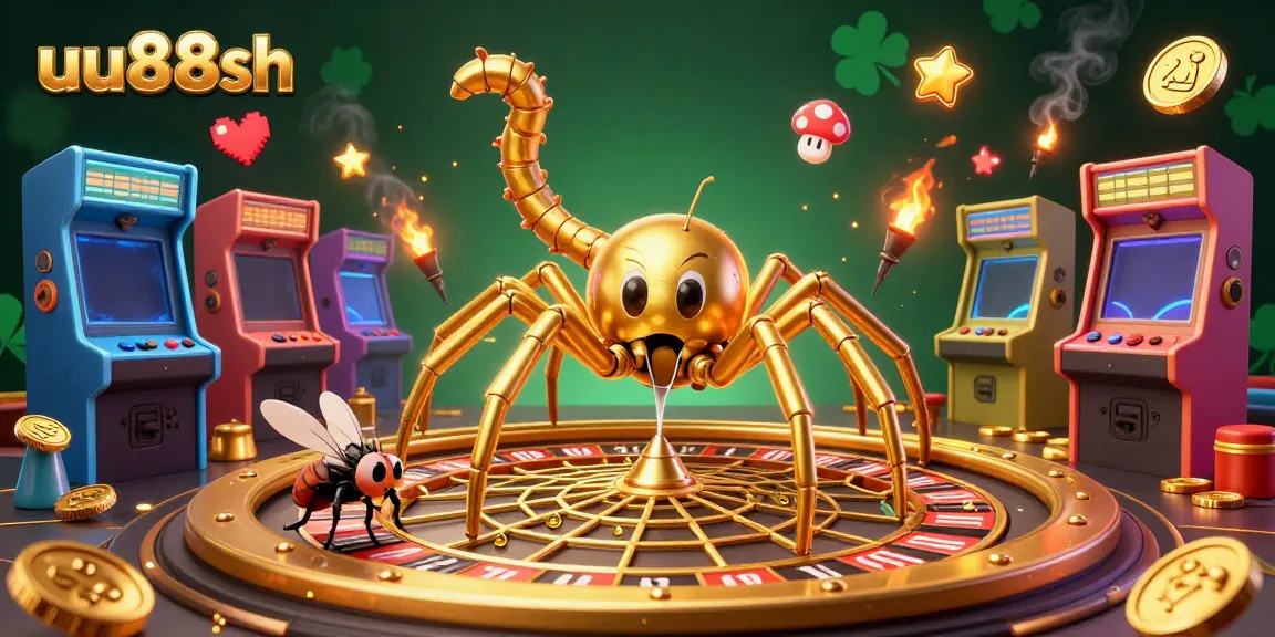 Experience the thrilling uu88sh casino atmosphere with a golden spider roulette scene.