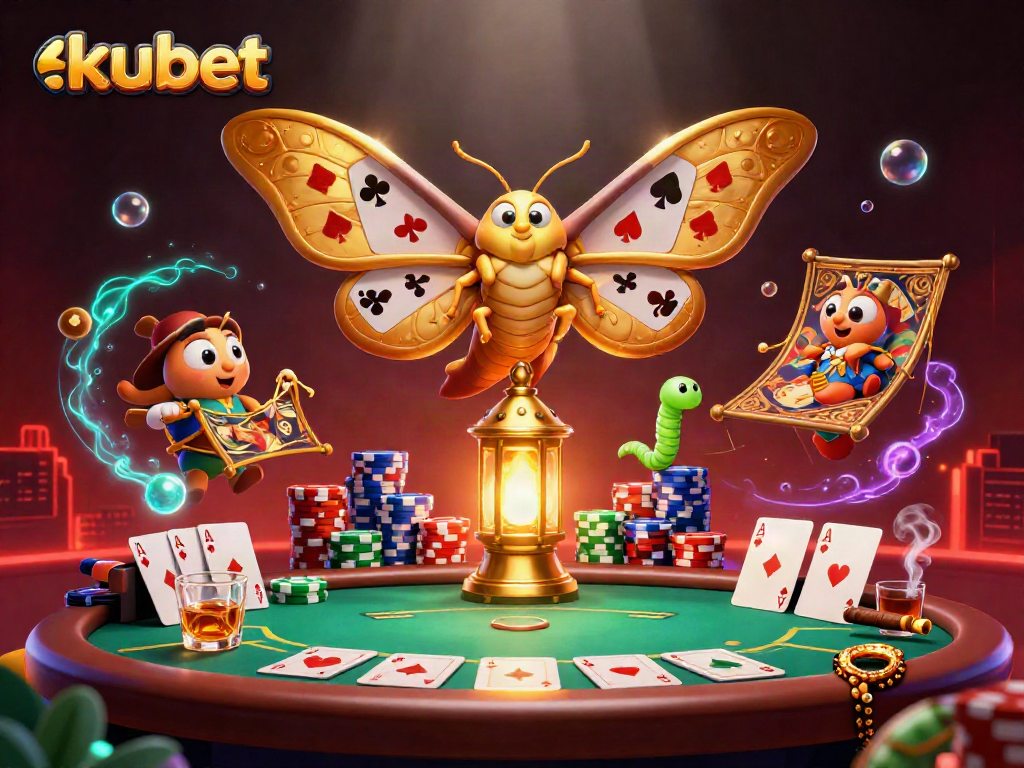 Experience thrilling kubet casino action with vibrant card suits, poker elements, and rich details.