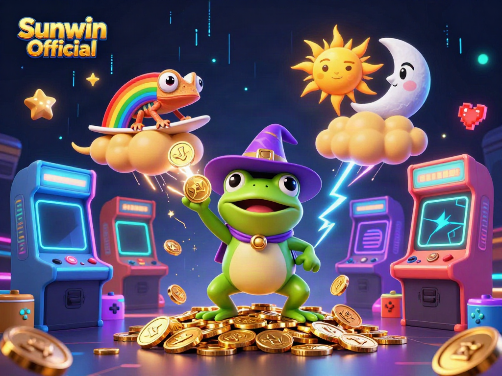 Experience the excitement of Sunwin Official with vibrant gaming elements and animated characters.