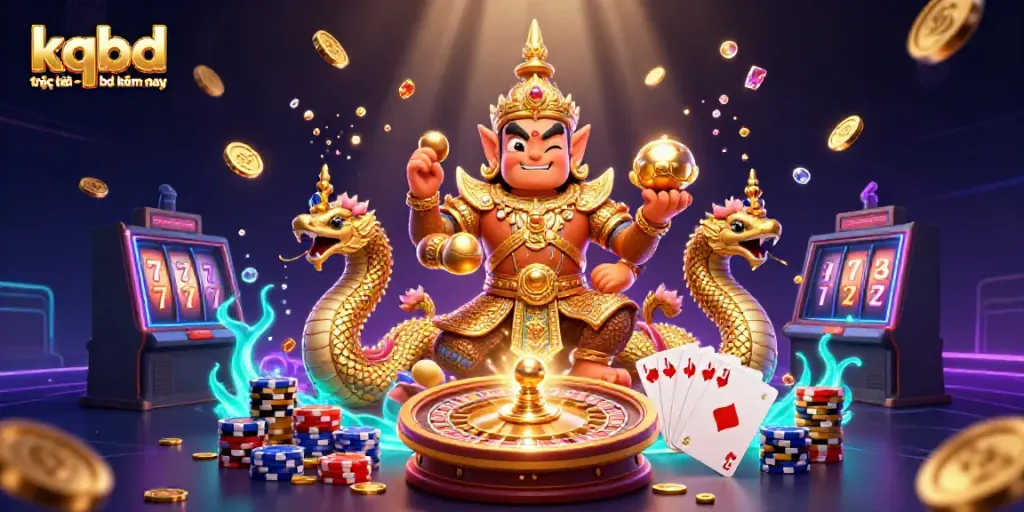 Experience kqbd trực tuyến - kq bd hôm nay with engaging scenes of beautiful Thai guardian and Naga elements at a vibrant casino setting.
