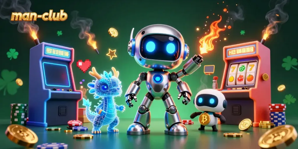 Engage in thrilling gameplay at man-club with vibrant 3D characters and casino elements.