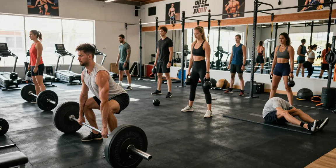 Prime Pharma Steroiden fitness scene featuring diverse bodybuilders training in a vibrant gym atmosphere filled with equipment and motivation.