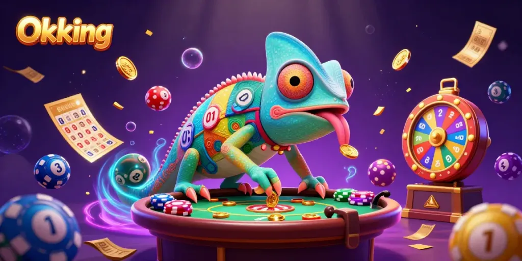 Experience thrilling gameplay at Okking's casino with vibrant games and colorful lottery elements.