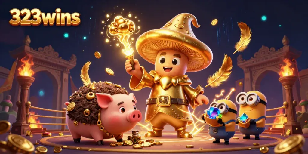 Engage with exciting gameplay at 323wins while magical characters turn everything to gold amidst vibrant casino action.