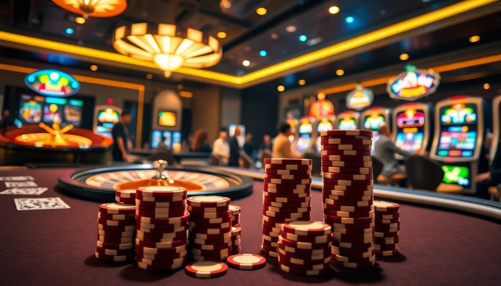 Players engaging in exciting games at 32WIN's vibrant casino atmosphere.
