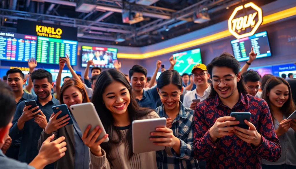 Engaging online betting atmosphere highlighting nhà cái uy tín with excited players and modern tech.