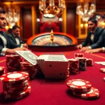 Engaged gamblers enjoying poker chips and vibrant cards at go99 casino.