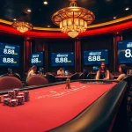 Engage in thrilling games at 888new com with poker tables, chips, and roulette wheels.