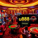 Playing at ku88 casino with vibrant slot machines and roulette tables.