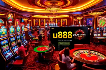Playing at ku88 casino with vibrant slot machines and roulette tables.