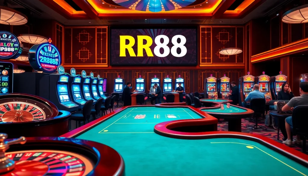 RR88 players enjoying an exciting casino experience with diverse games and vibrant atmosphere.