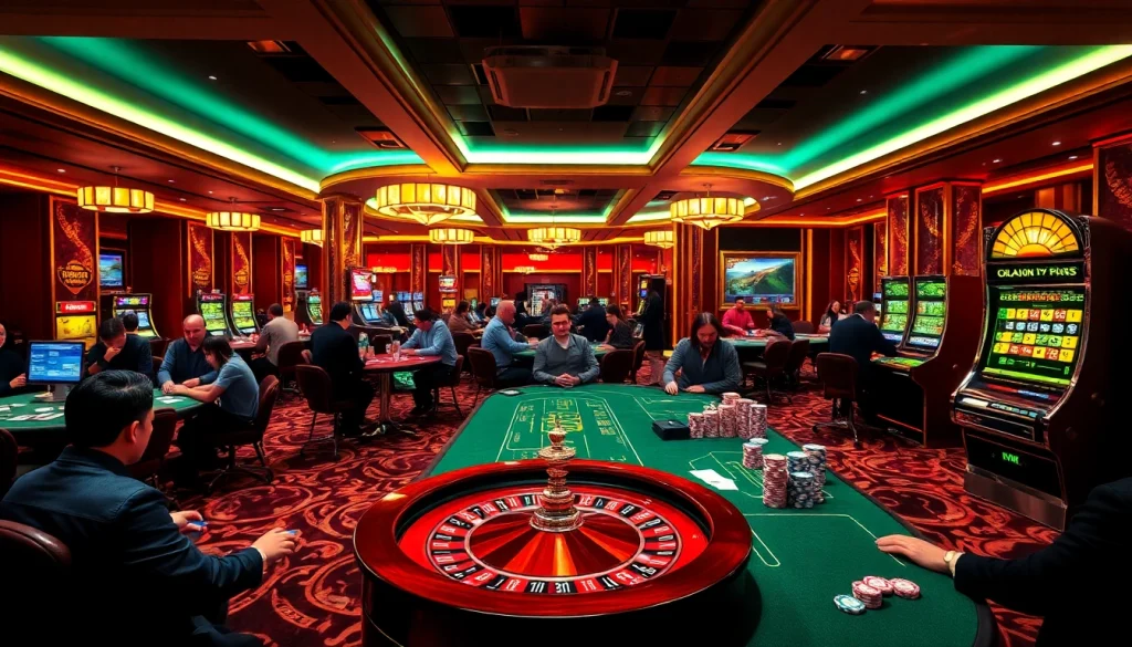 Players winning at casino tables highlighting the excitement of gambling at https://five88sss.com/ amidst vibrant surroundings.