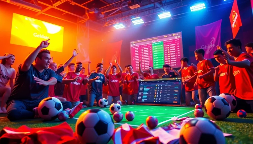 Exciting football betting scene featuring trang cá cược bóng đá elements and vibrant colors.