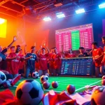 Exciting football betting scene featuring trang cá cược bóng đá elements and vibrant colors.