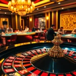 Experience Rajaluck's thrilling atmosphere with vibrant casino gaming tables and roulette wheels.