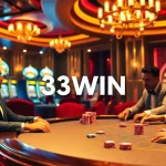 Experience the thrill of gambling at 33WIN with vibrant poker gameplay and elegant casino elements.