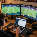 Engaging sports betting scene on vu88a platform with live odds and vibrant atmosphere.