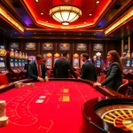 Bl555 gaming excitement with luxurious casino tables and vibrant slot machines.