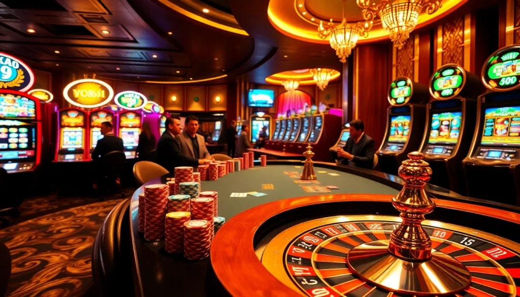 Trải nghiệm sự hồi hộp của KO66 tại một bàn poker sang trọng với những chip sáng màu và người chơi.