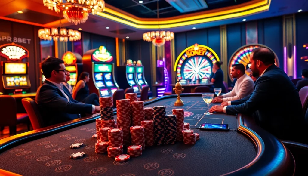 Experience the excitement of SP8BET with engaging casino scenes that capture high-stakes gambling.