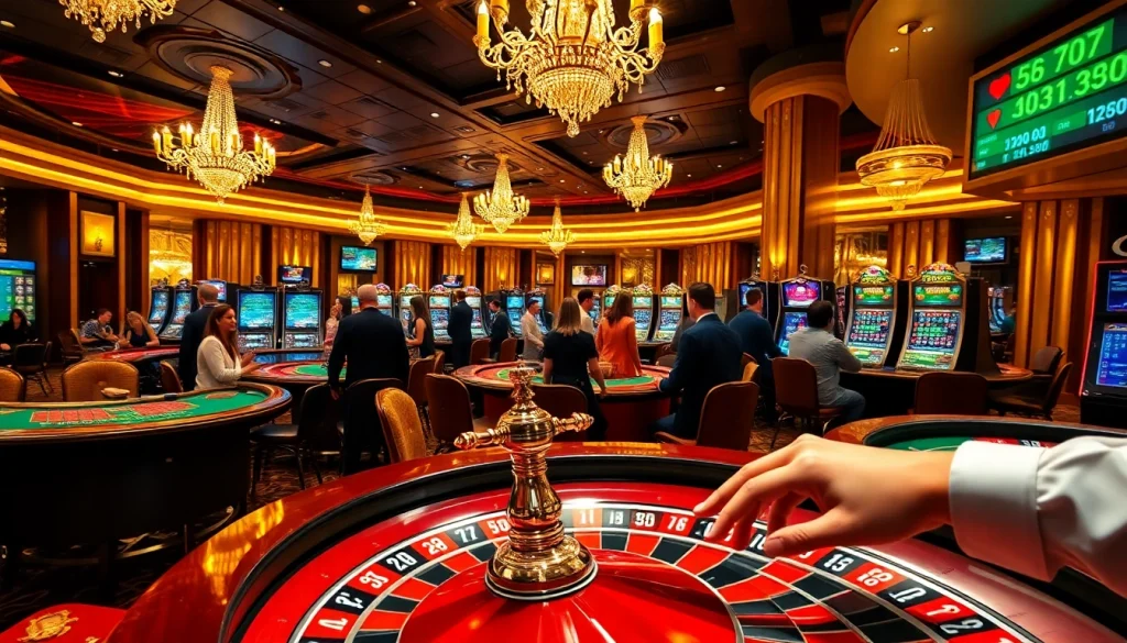 Experience excitement from https://sc88vn.com/ at a luxurious casino with players engaged in thrilling games.