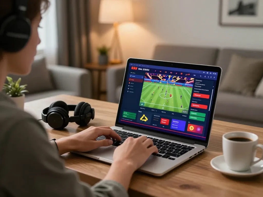 Betting on ta88pro.com while enjoying a cozy home atmosphere, person engaged in online sports betting.