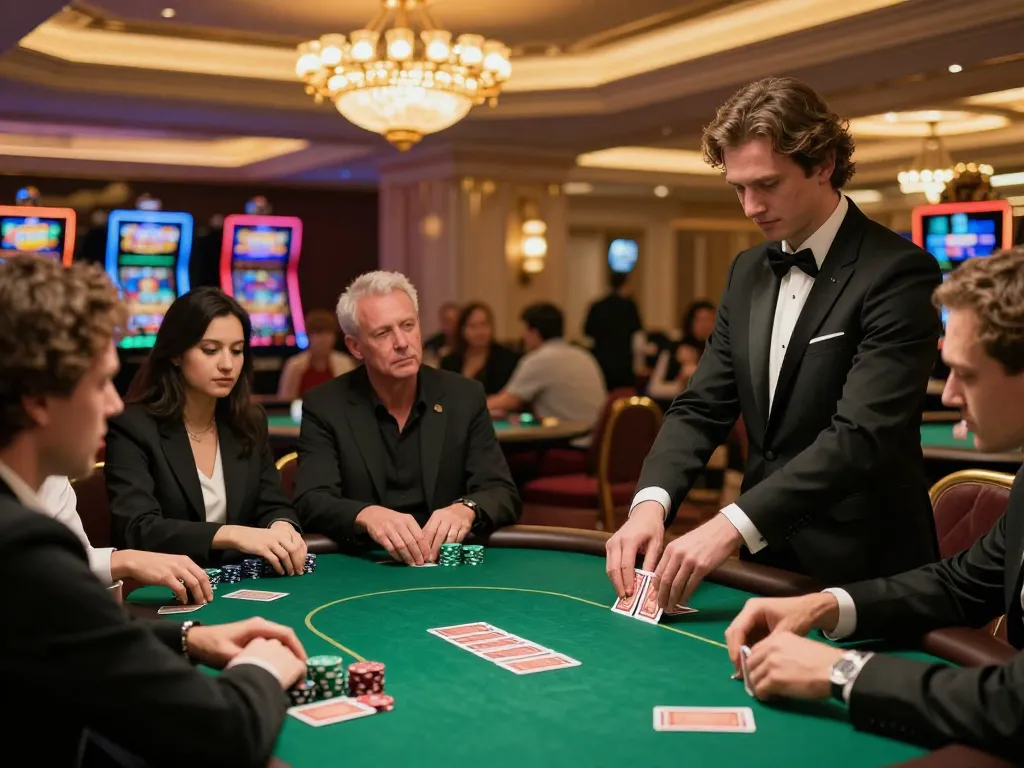 MAX88 players strategizing their next move at a luxury poker table, showcasing high-stakes excitement.