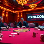 Join the excitement at PG66.COM with an engaging poker game featuring vibrant casino elements.