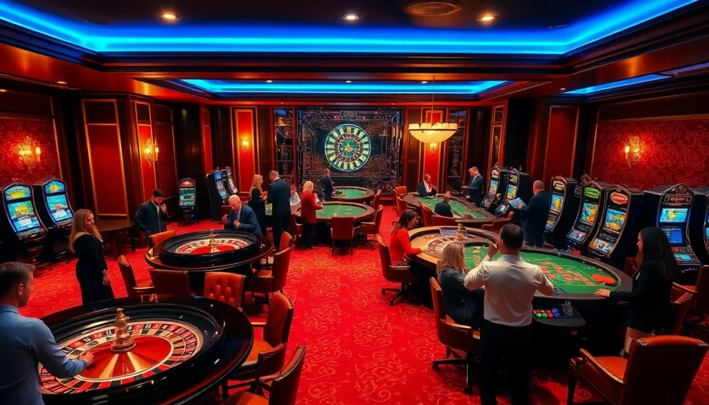 Players enjoying various casino games at Okfun's luxurious online platform.
