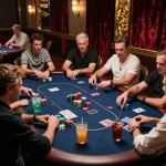 TX88 poker players strategizing while enjoying a thrilling game in a luxurious casino setting.