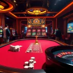 Engaging scene of casino gamblers enjoying high-stakes poker and roulette, showcasing 包网 technology and excitement.