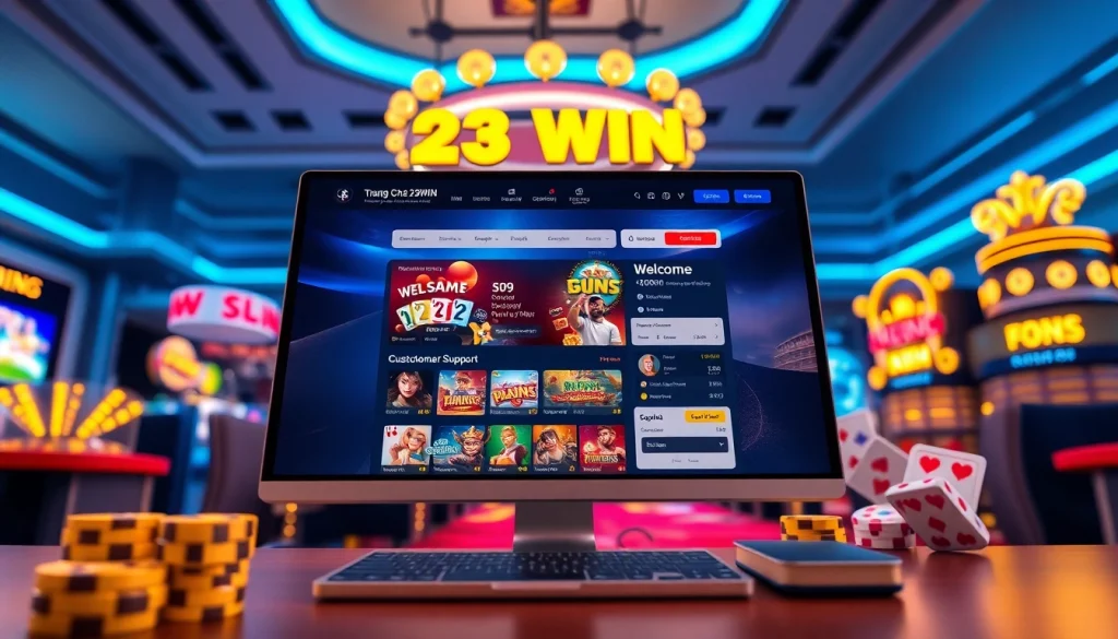 Experience the excitement of Trang Chủ 23WIN online casino with a modern, user-friendly interface showcasing diverse gaming options.
