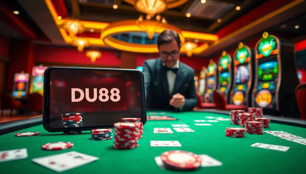 Experience thrilling online betting with DU88, featuring casino tables and exciting games.